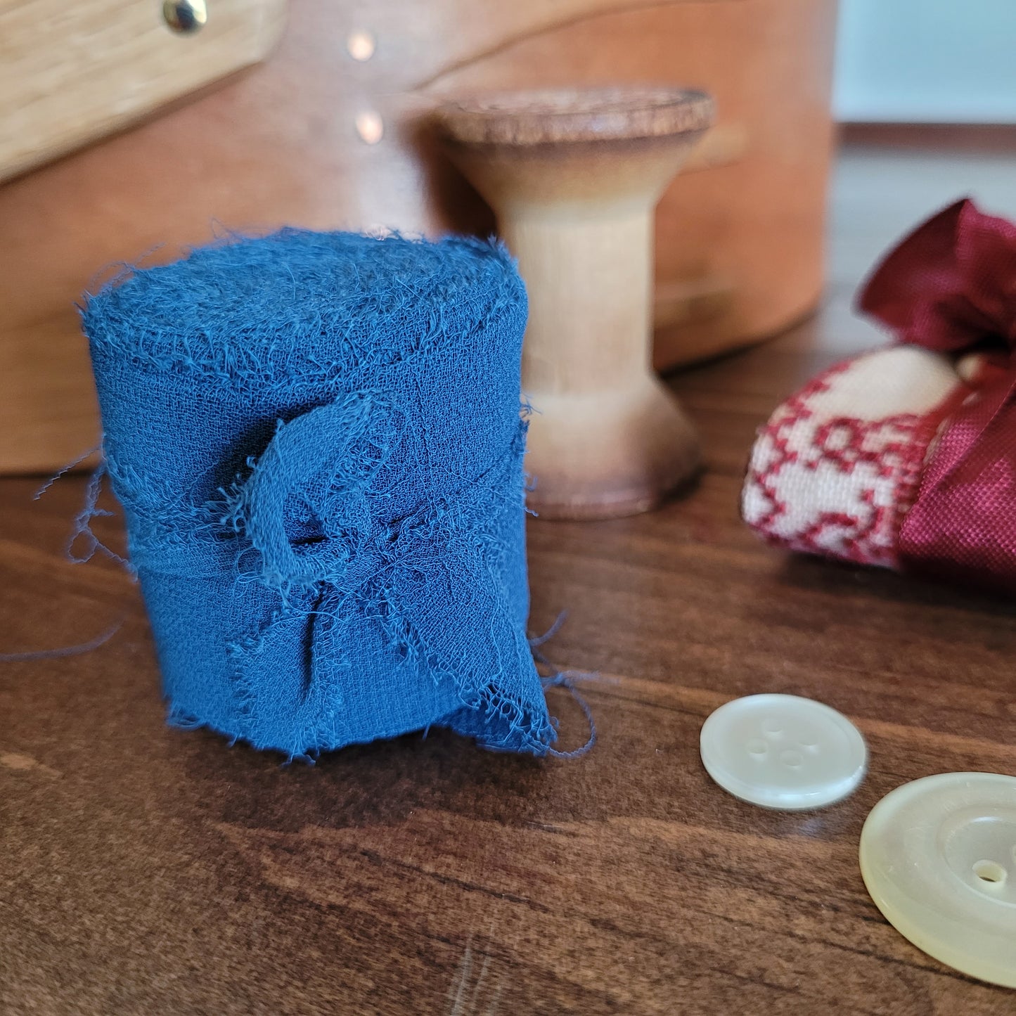 Handmade Fringe Chiffon Ribbon - Cadet Blue