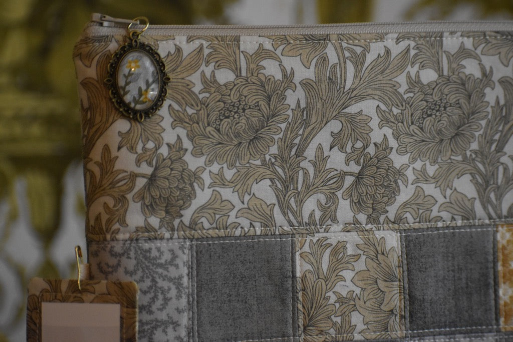 READY TO SHIP Patchwork Project Bag By Jenni Stitching Simply | Patchwork Front & Back | 13.5" Wide x 13" Tall x 1" Deep | ONE OF A KIND