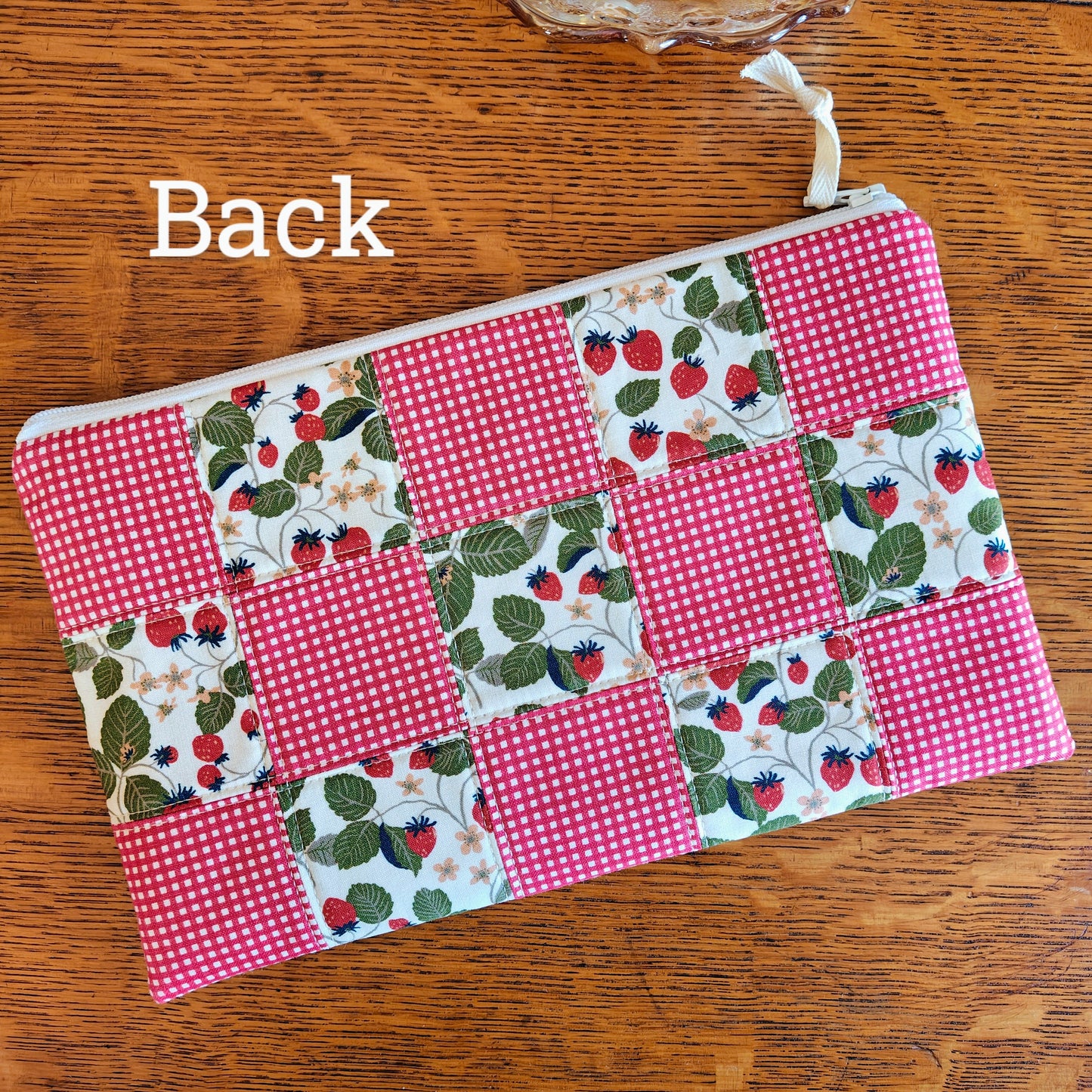 Patchwork Project Bag By Jenni Stitching Simply | 15.5" Tall x 12.5" Wide x 1" Deep | "Strawberry Patch"