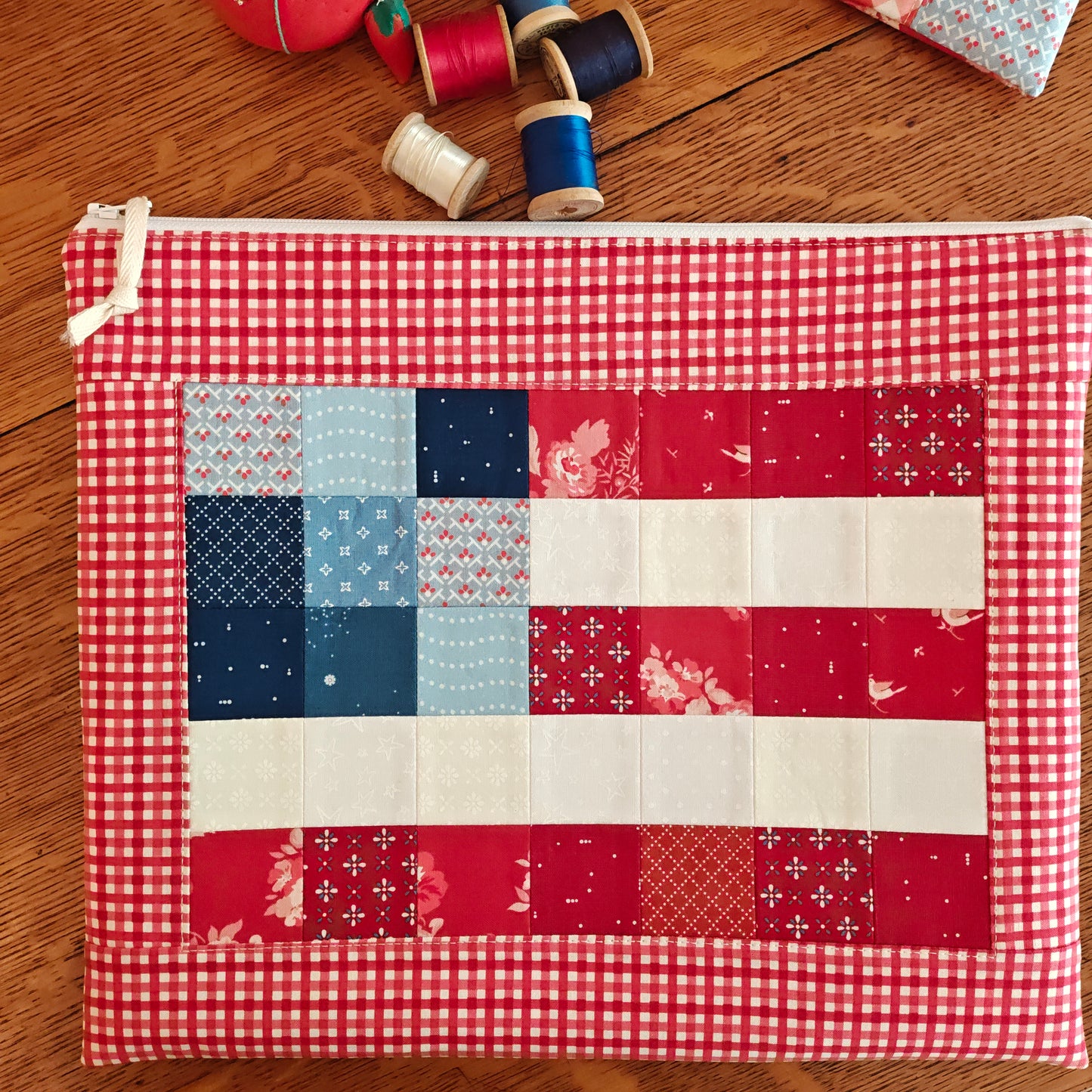 MADE TO ORDER Patchwork Project Bag | 13.5" Wide x 11" Tall | "Americana"