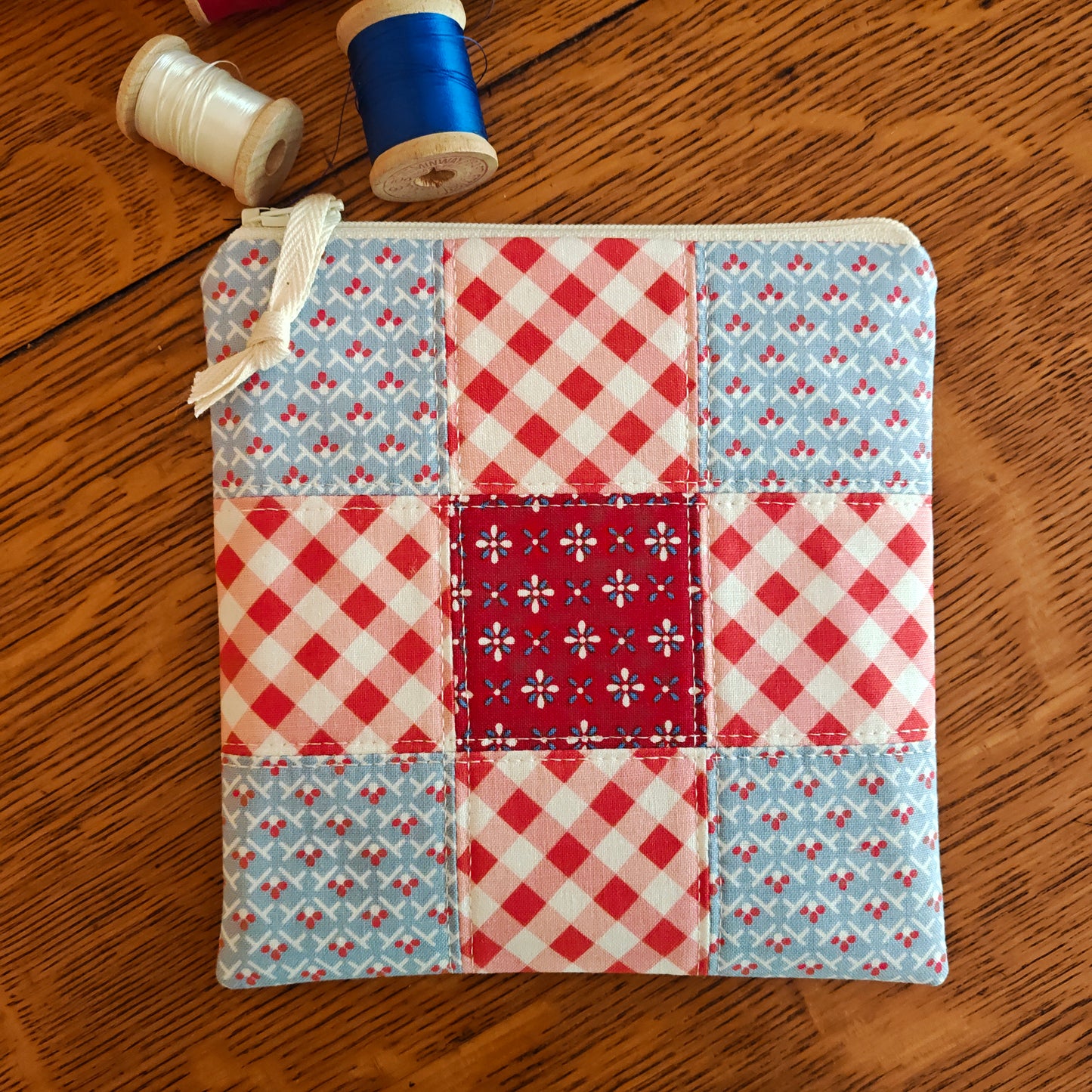 MADE TO ORDER Patchwork Project Bag | 13.5" Wide x 11" Tall | "Americana"