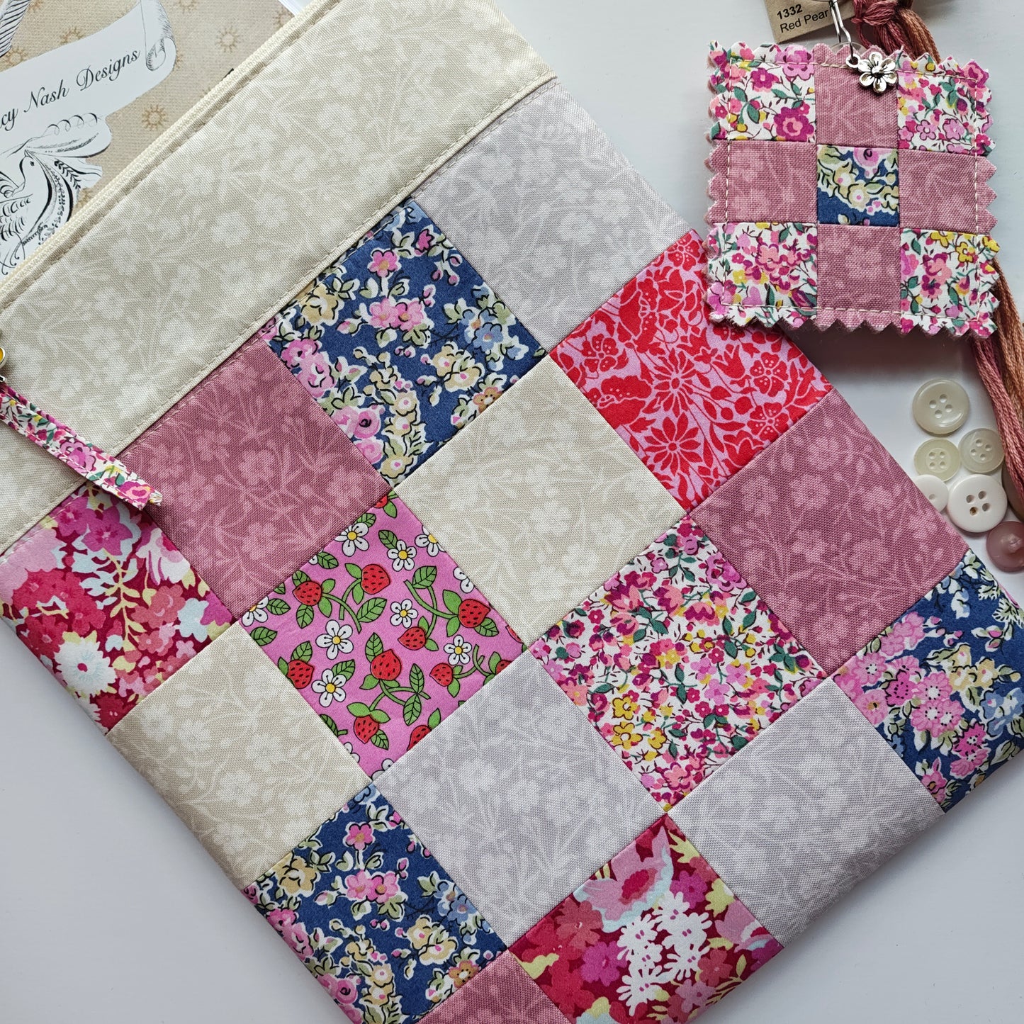 Made To Order | PETITE Liberty London Patchwork Project Bag | Patchwork Front & Back | 7.75" Wide x 10" Tall