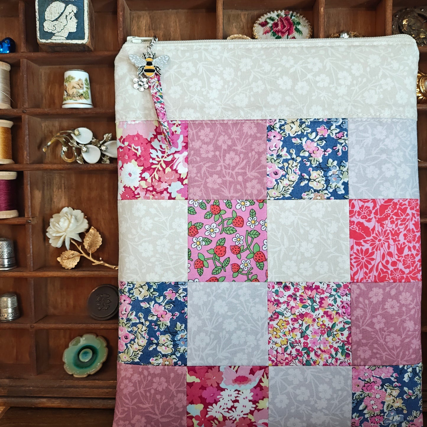 Made To Order | PETITE Liberty London Patchwork Project Bag | Patchwork Front & Back | 7.75" Wide x 10" Tall