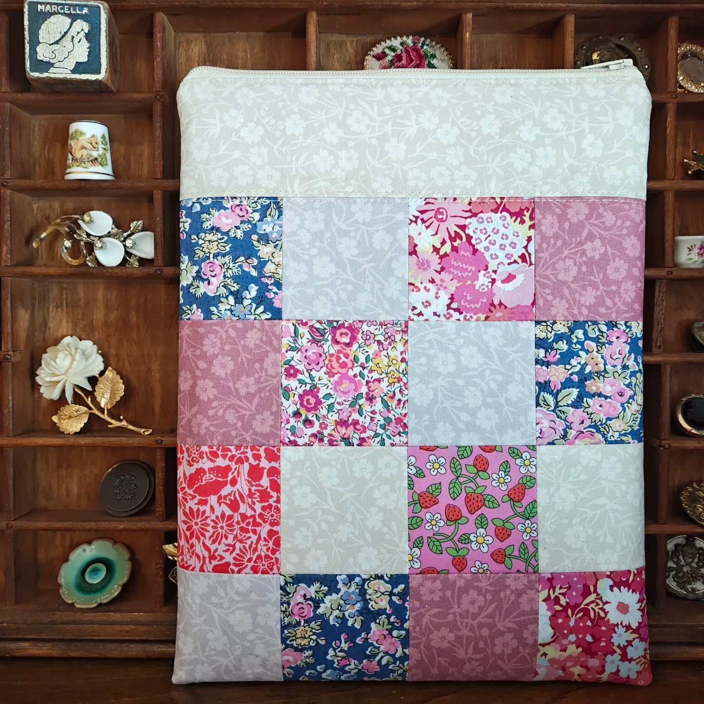 Made To Order | PETITE Liberty London Patchwork Project Bag | Patchwork Front & Back | 7.75" Wide x 10" Tall