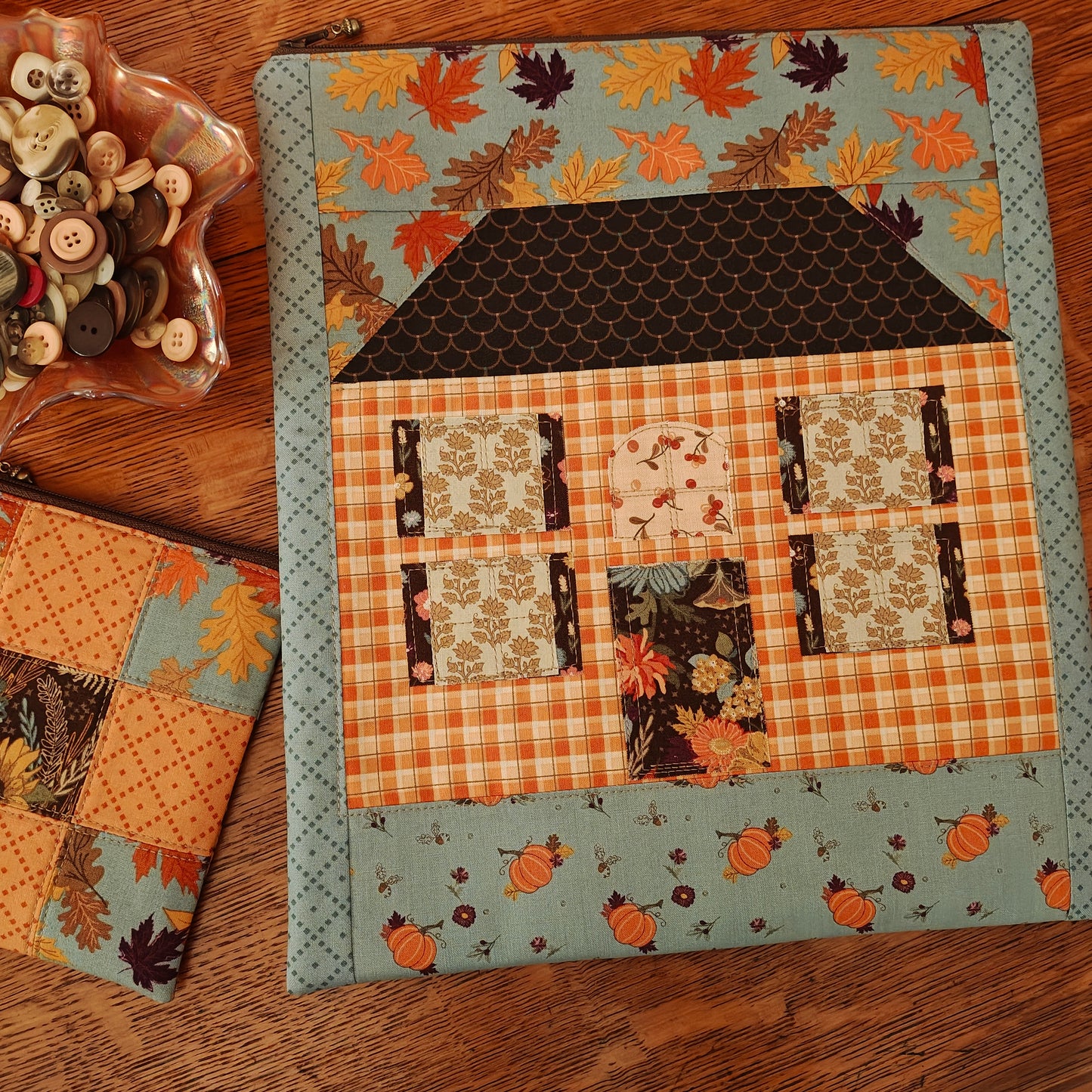 MADE TO ORDER "Autumn House" Project Bag | 11.5" Wide x 13" Tall