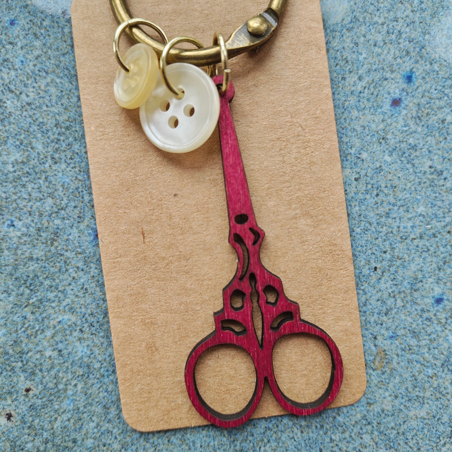 Scissor and Buttons Fob