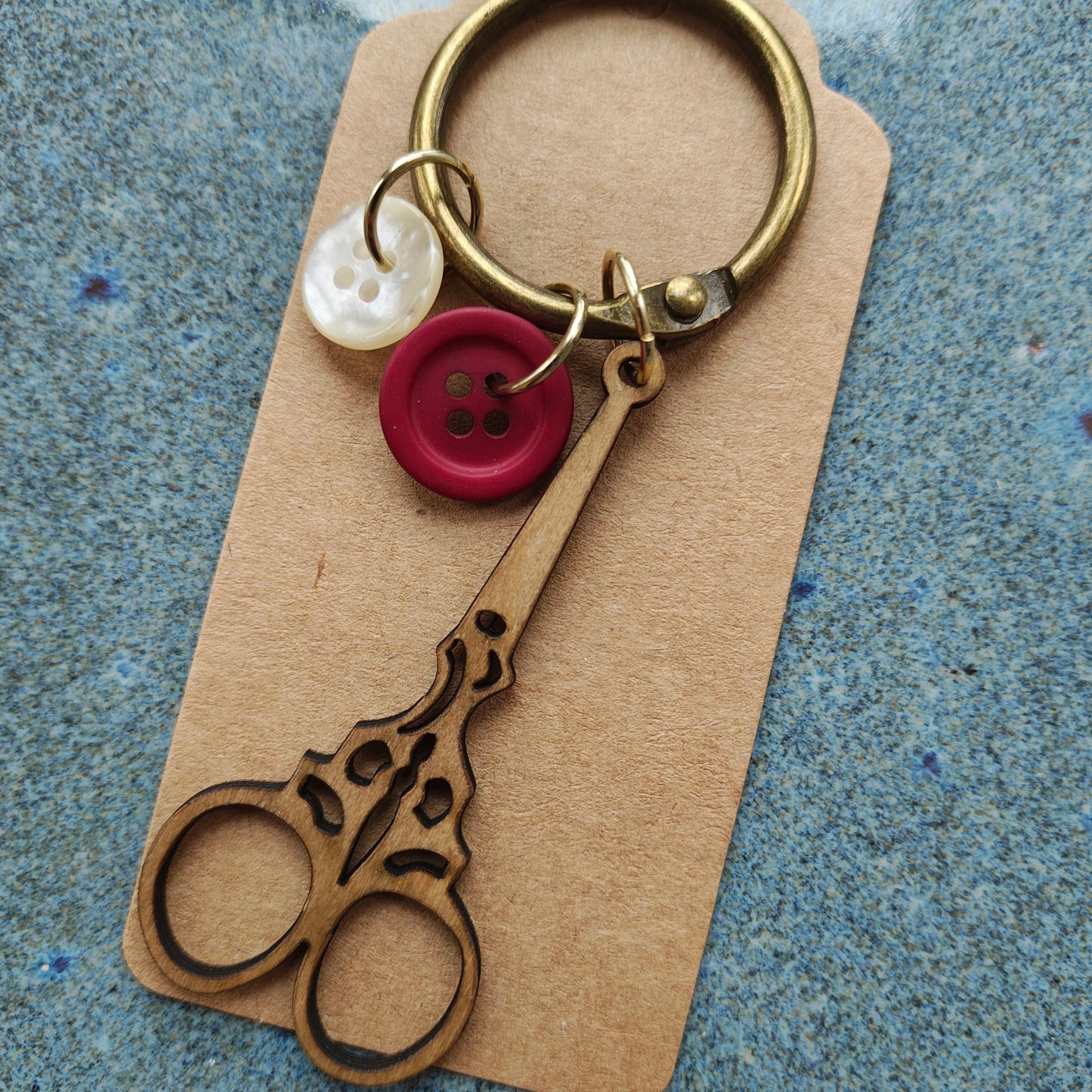 Scissor and Buttons Fob