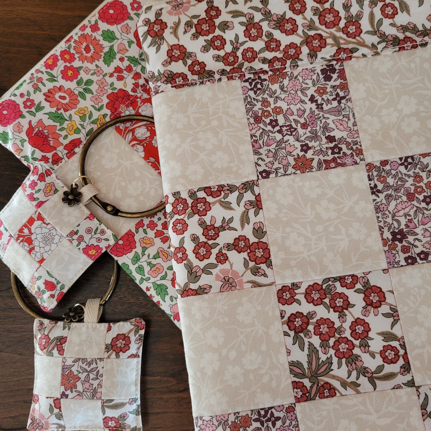 PETITE Liberty London Patchwork Project Bag By Jenni Stitching Simply | Patchwork Front & Back | 7.75" Wide x 10" Tall