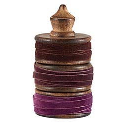 Aubergine Velvet Ribbon Trio on Wood Spindle