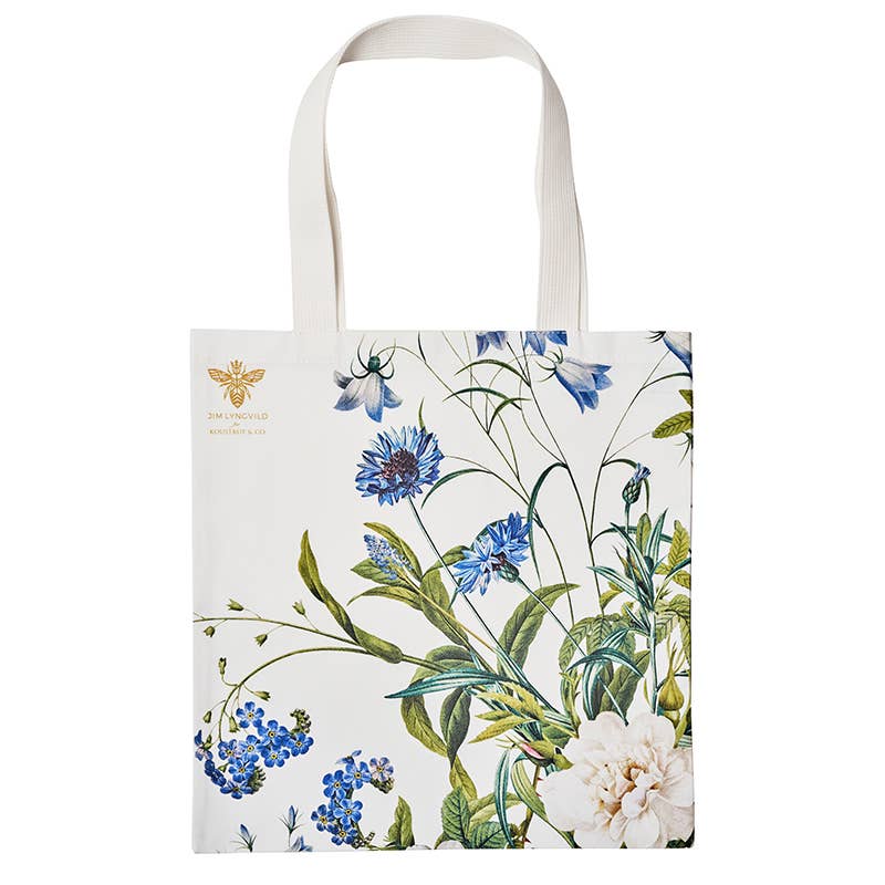 "Blue Flower Garden" | Organic Cotton Tote Bag | Made in Europe