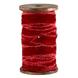 Red Frayed Velvet Spool