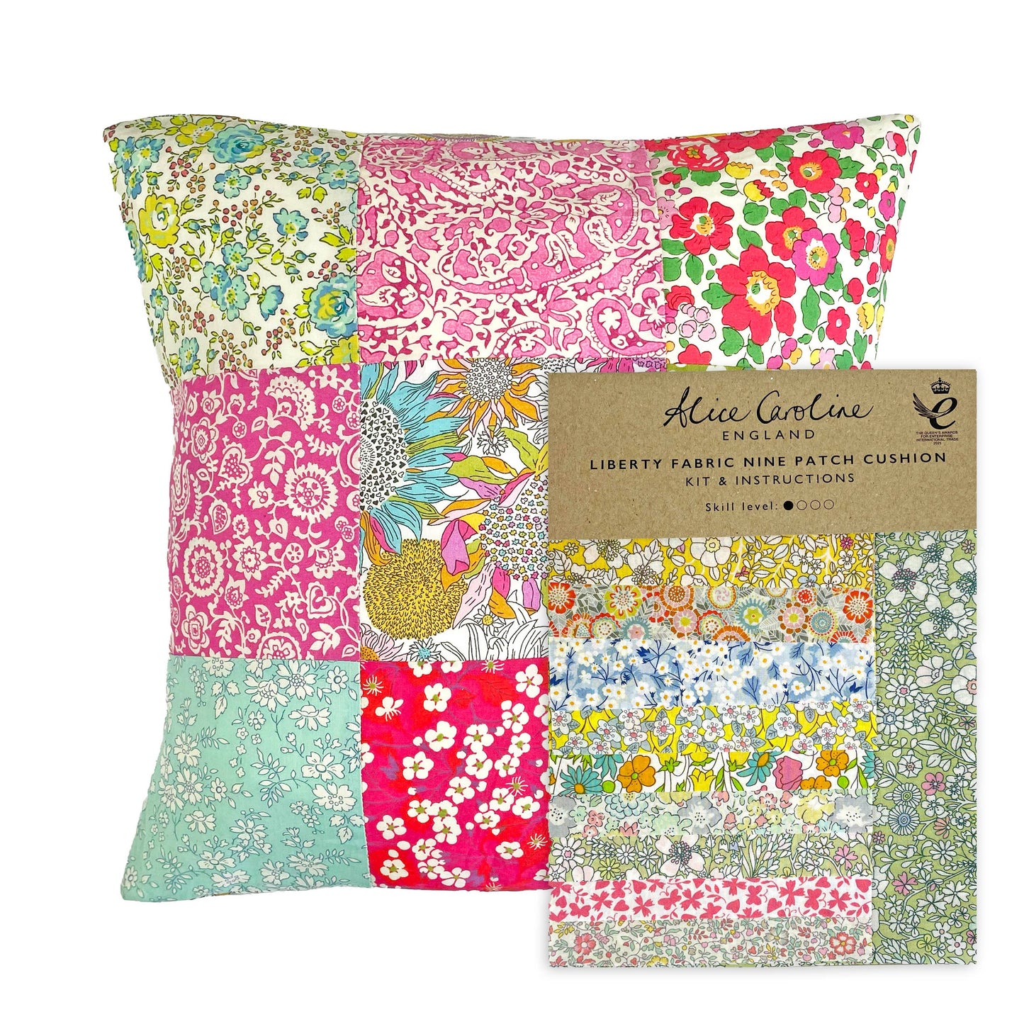 Liberty Tana Lawn Fabric Mixed Colors Nine Patch Cushion Kit - CHOOSE YOUR FABRIC PACK