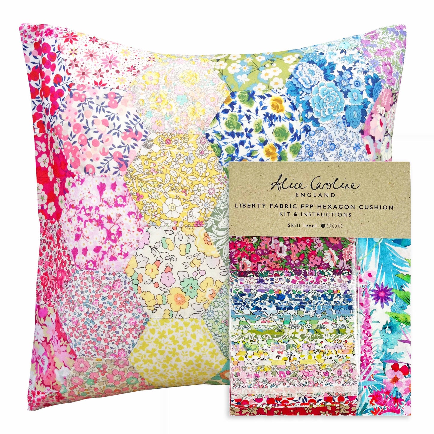 Liberty Tana Lawn® Fabric Rainbow EPP Hexagon Cushion Kit - CHOOSE YOUR FABRIC PACK