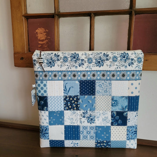 PRE-ORDER Patchwork Project Bag By Jenni Stitching Simply | Patchwork Front & Back | 13.5 x 13 x 1 inch