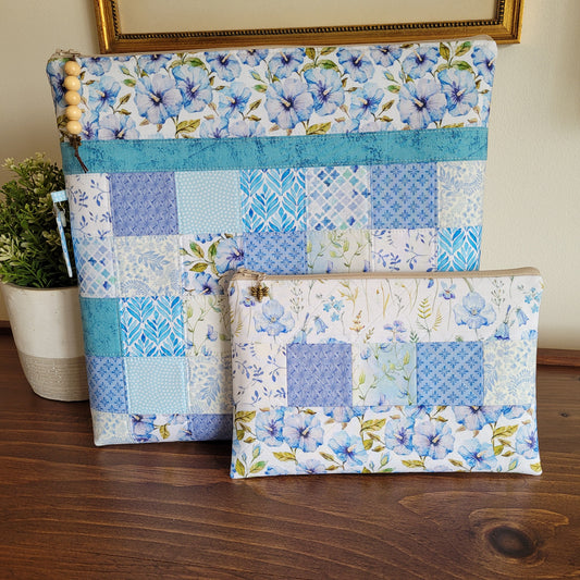 PRE-ORDER Patchwork Project Bag & Accessories By Jenni Stitching Simply | Patchwork Front & Back | 13.5 x 13 x 1 inch