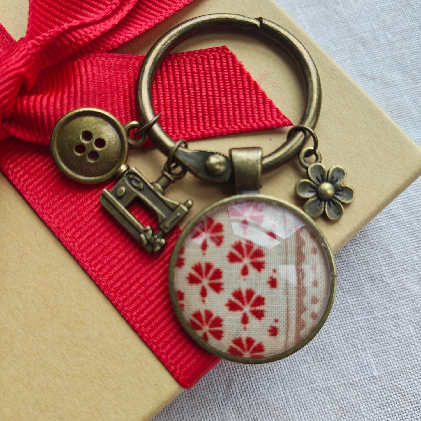 French General Fob with Button & Sewing Machine Charm