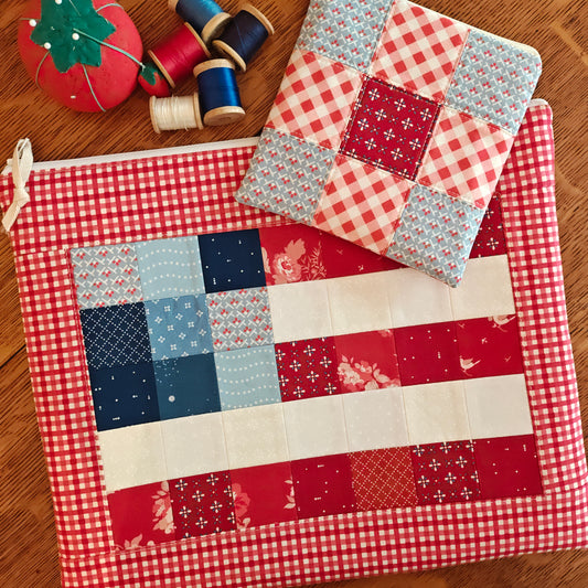 MADE TO ORDER Patchwork Project Bag | 13.5" Wide x 11" Tall | "Americana"