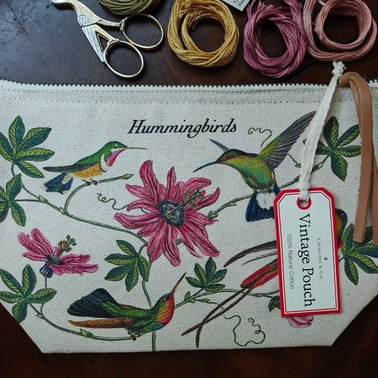 Canvas Zipper Pouch | Hummingbirds