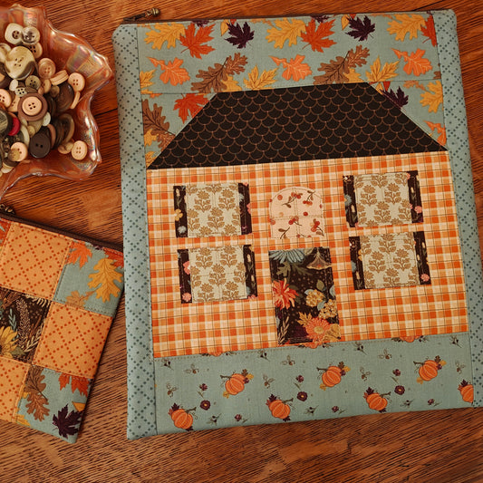 MADE TO ORDER "Autumn House" Project Bag | 11.5" Wide x 13" Tall