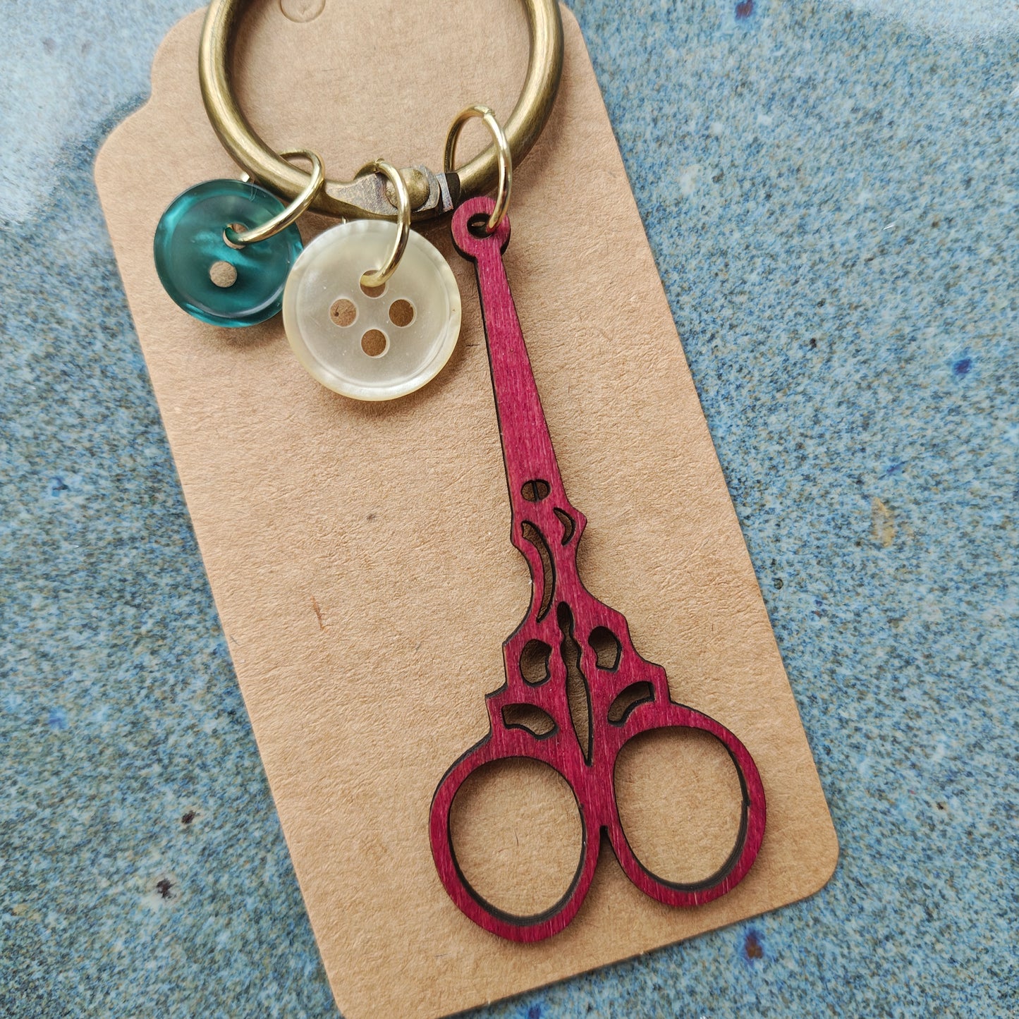 Scissor and Buttons Fob