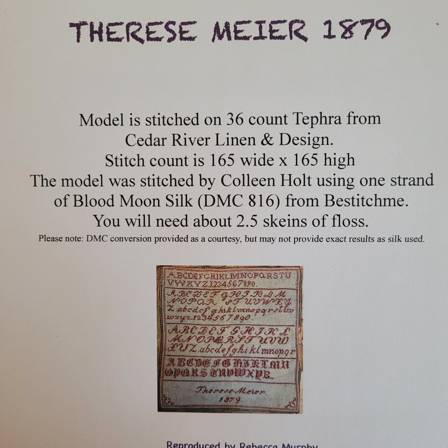 "Therese Meier 1879" Paper Chart | SamBrie Stitches Designs