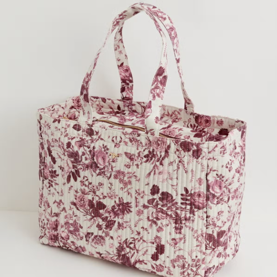 Rambling Rose Quilted Cotton Tote