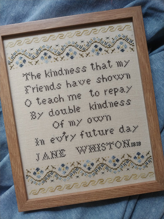 On Kindness: Jane Whiston 1818 with Thread Pack Option | Mojo Stitches