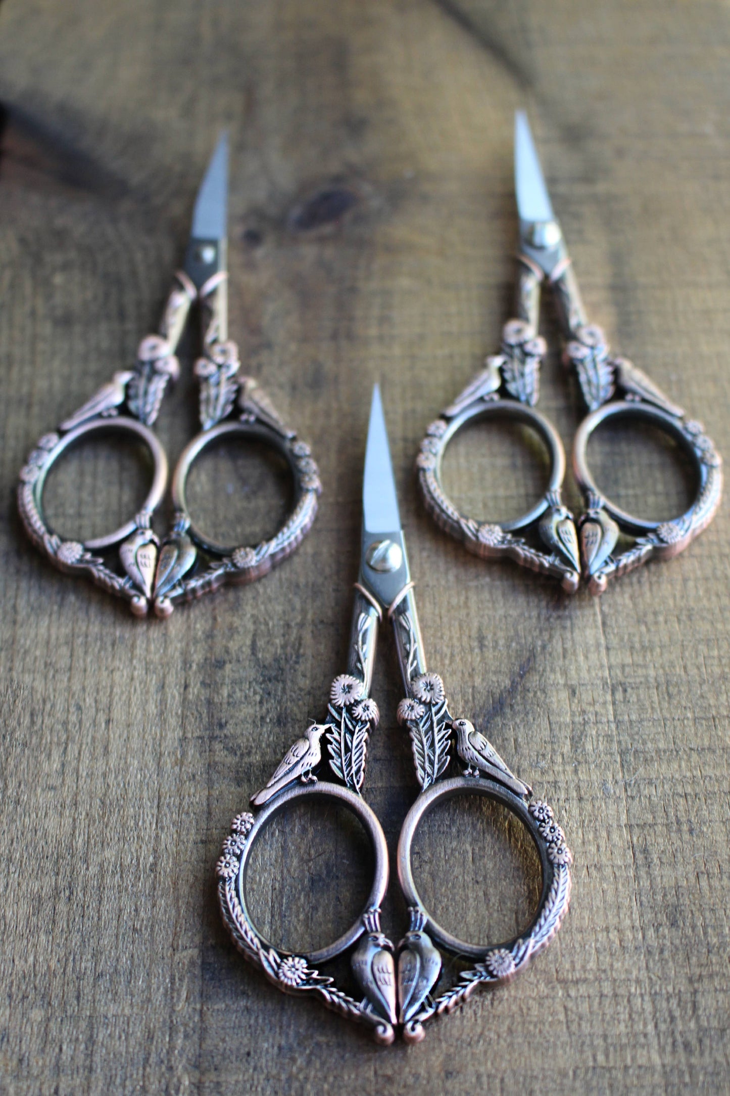 Feathered Friends Antique COPPER color Scissors - 4.5 inches