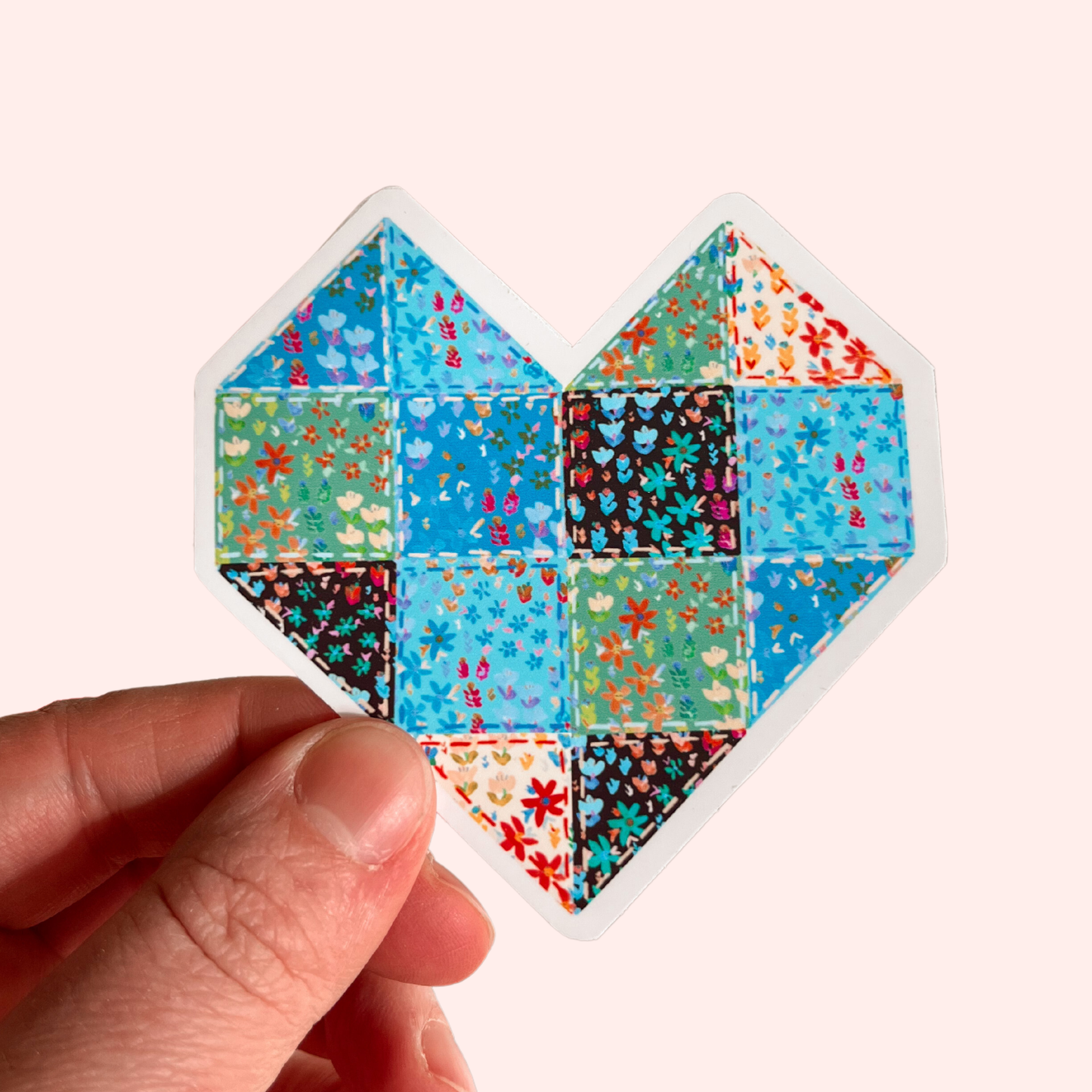 Quilt Heart Sticker | Waterproof Vinyl