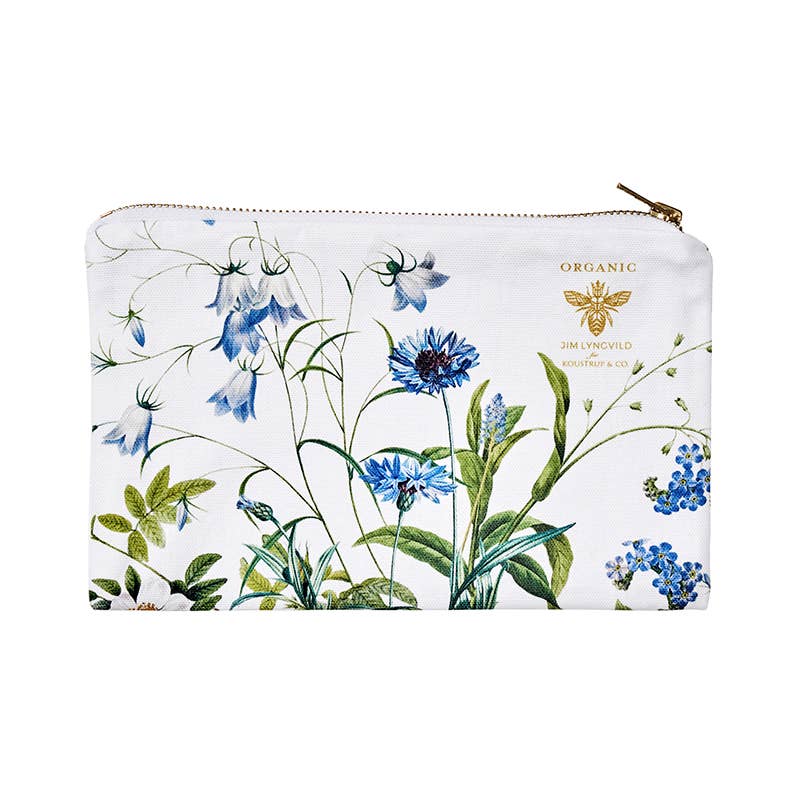 "Blue Flower Garden" Notions Pouch | Organic Cotton | Made in Europe