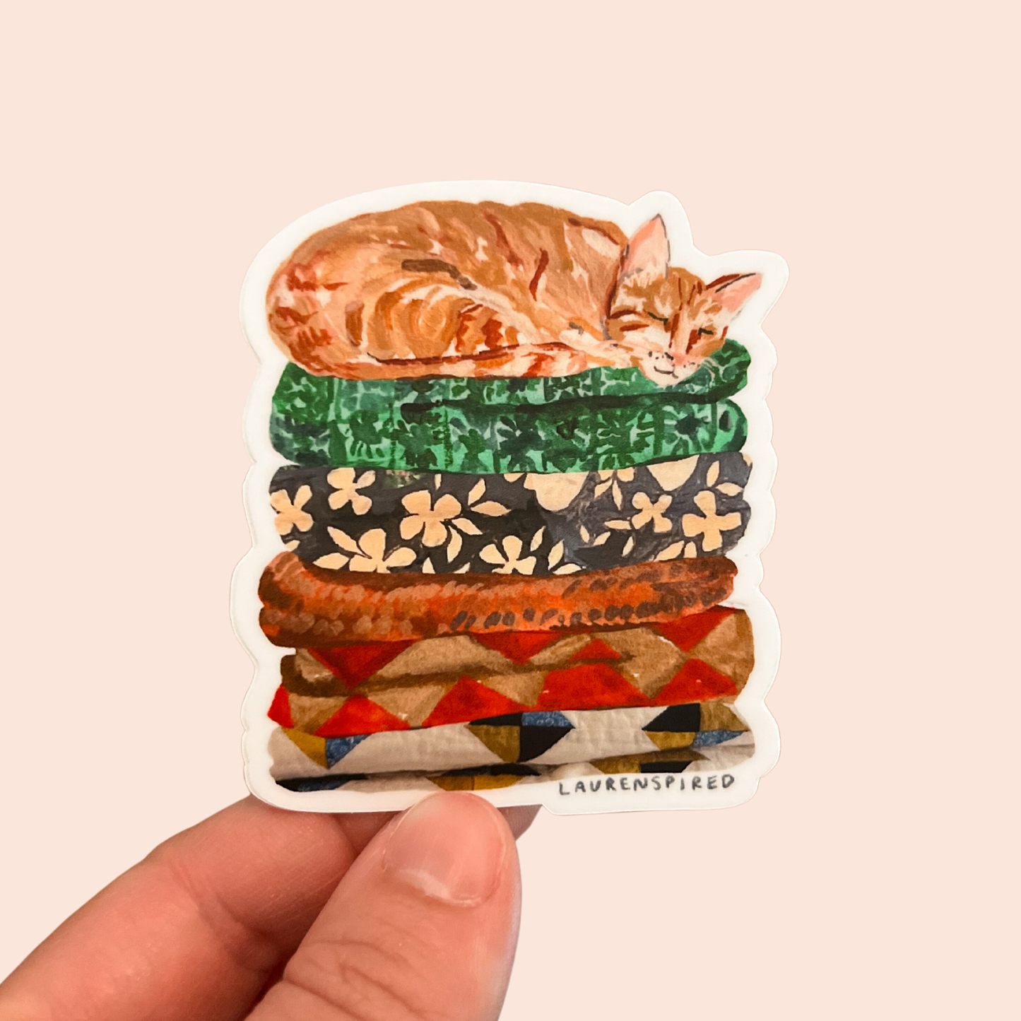 Cute Orange Cat Sticker | Waterproof Vinyl
